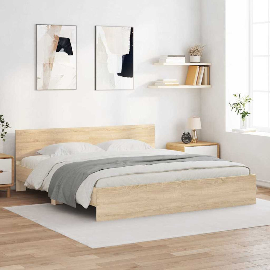 Bedframe Wandgemonteerd Sonoma 193 x 203 cm Bewerkt hout