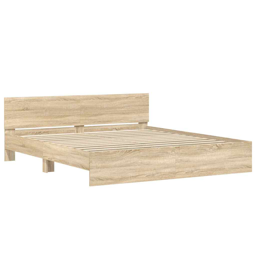 Bedframe Wandgemonteerd Sonoma 193 x 203 cm Bewerkt hout