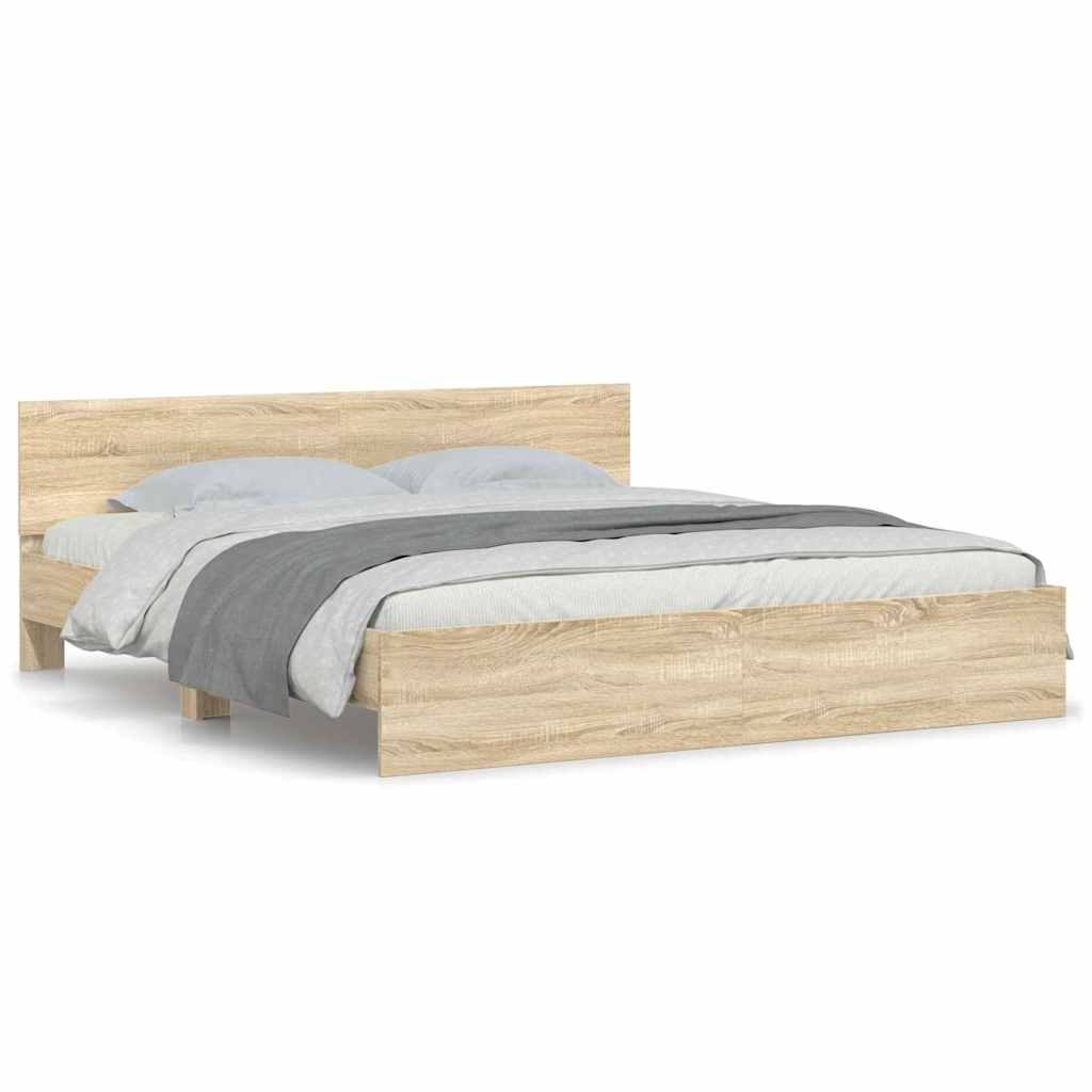 Bedframe Wandgemonteerd Sonoma 193 x 203 cm Bewerkt hout