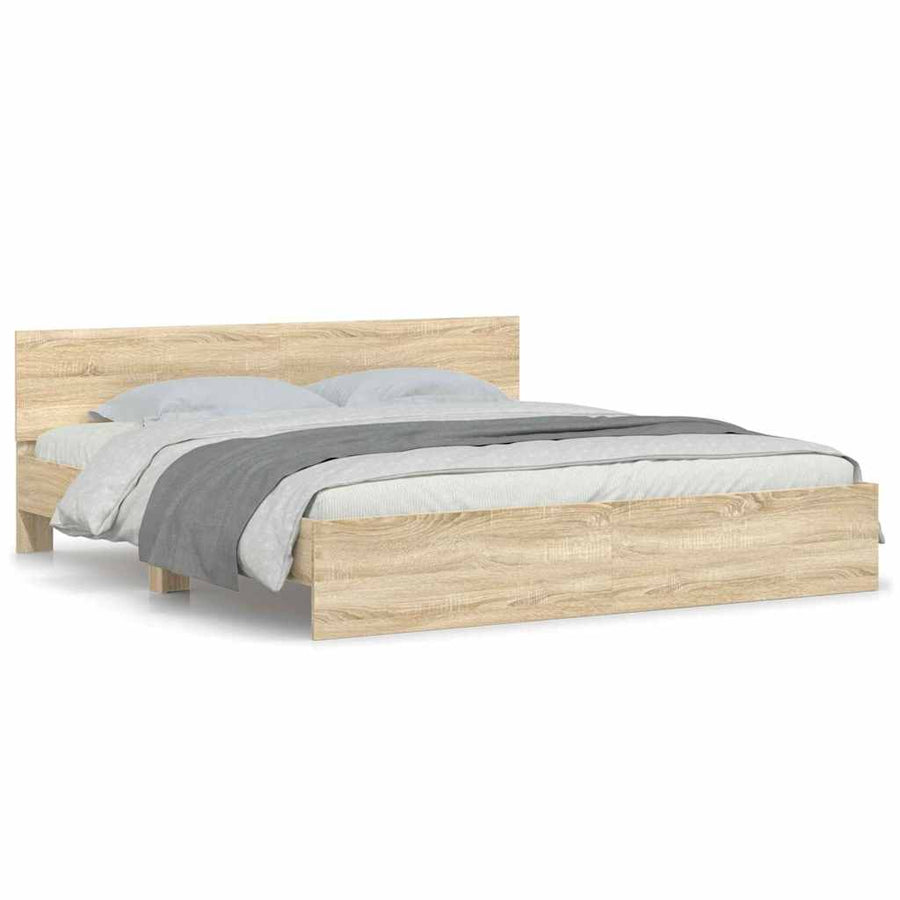 Bedframe Wandgemonteerd Sonoma 193 x 203 cm Bewerkt hout