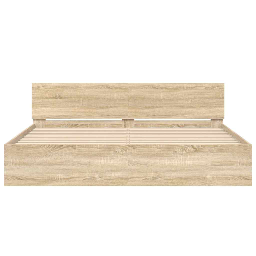 Bedframe Wandgemonteerd Sonoma 193 x 203 cm Bewerkt hout