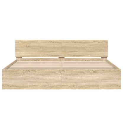 Bedframe Wandgemonteerd Sonoma 193 x 203 cm Bewerkt hout