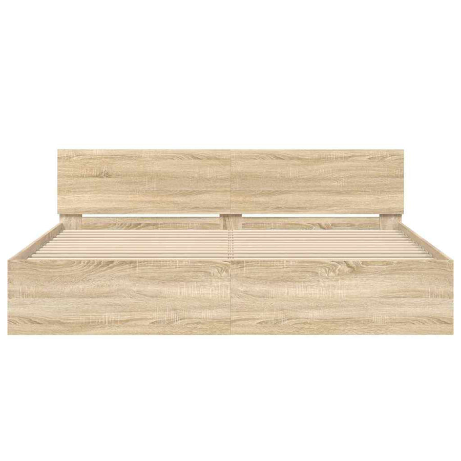 Bedframe Wandgemonteerd Sonoma 193 x 203 cm Bewerkt hout