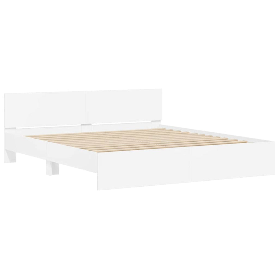 Bedframe met hoofdeinde Wit 137 x 190 cm Bewerkt hout