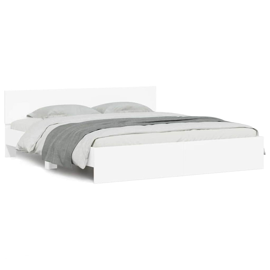 Bedframe met hoofdeinde Wit 137 x 190 cm Bewerkt hout