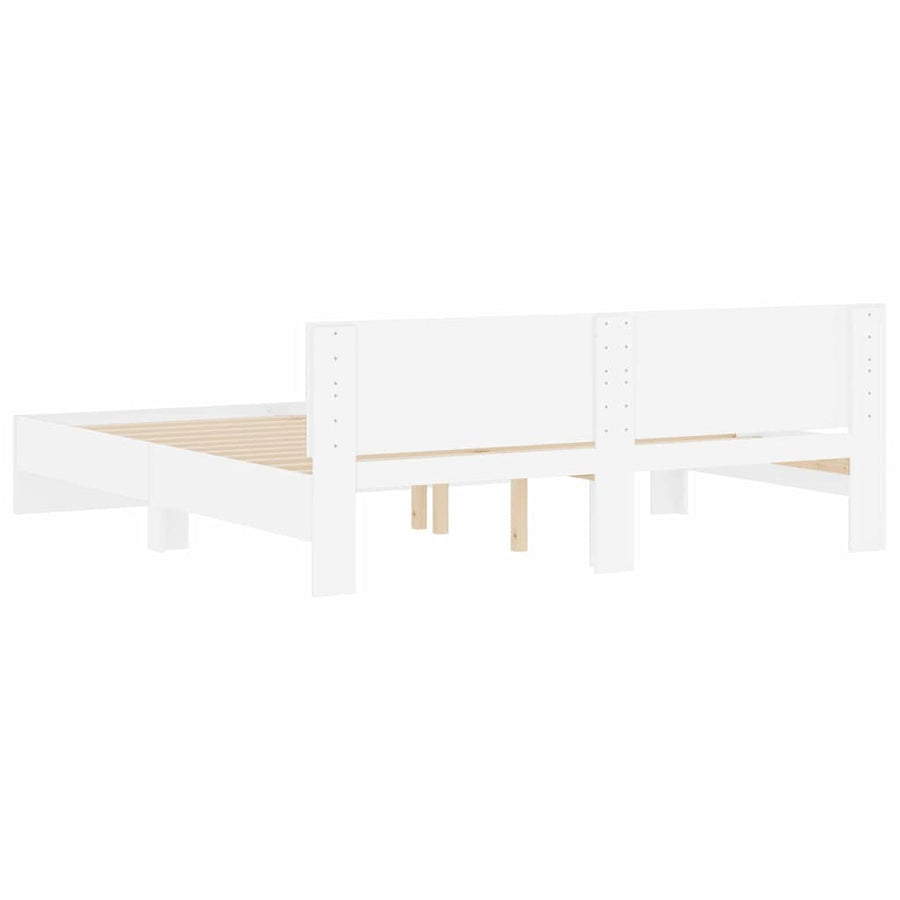Bedframe met hoofdeinde Wit 137 x 190 cm Bewerkt hout