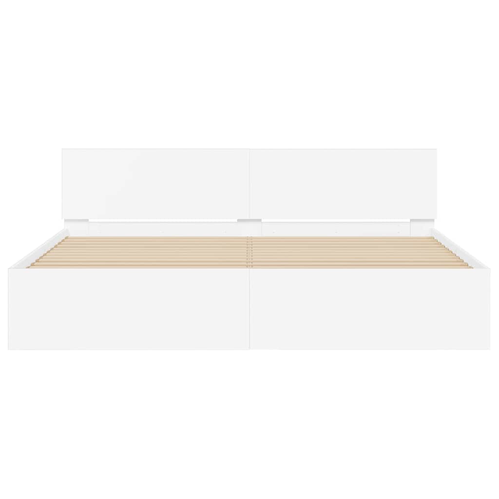 Bedframe met hoofdeinde Wit 137 x 190 cm Bewerkt hout