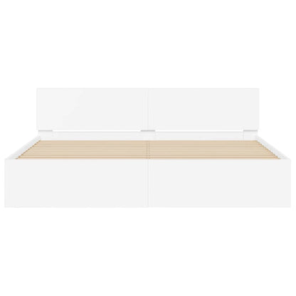 Bedframe met hoofdeinde Wit 137 x 190 cm Bewerkt hout