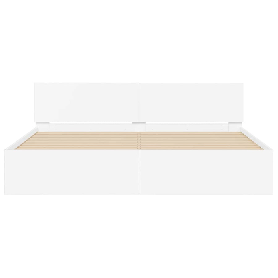 Bedframe met hoofdeinde Wit 137 x 190 cm Bewerkt hout