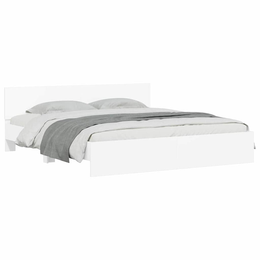 Bedframe met hoofdeinde Wit 137 x 190 cm Bewerkt hout