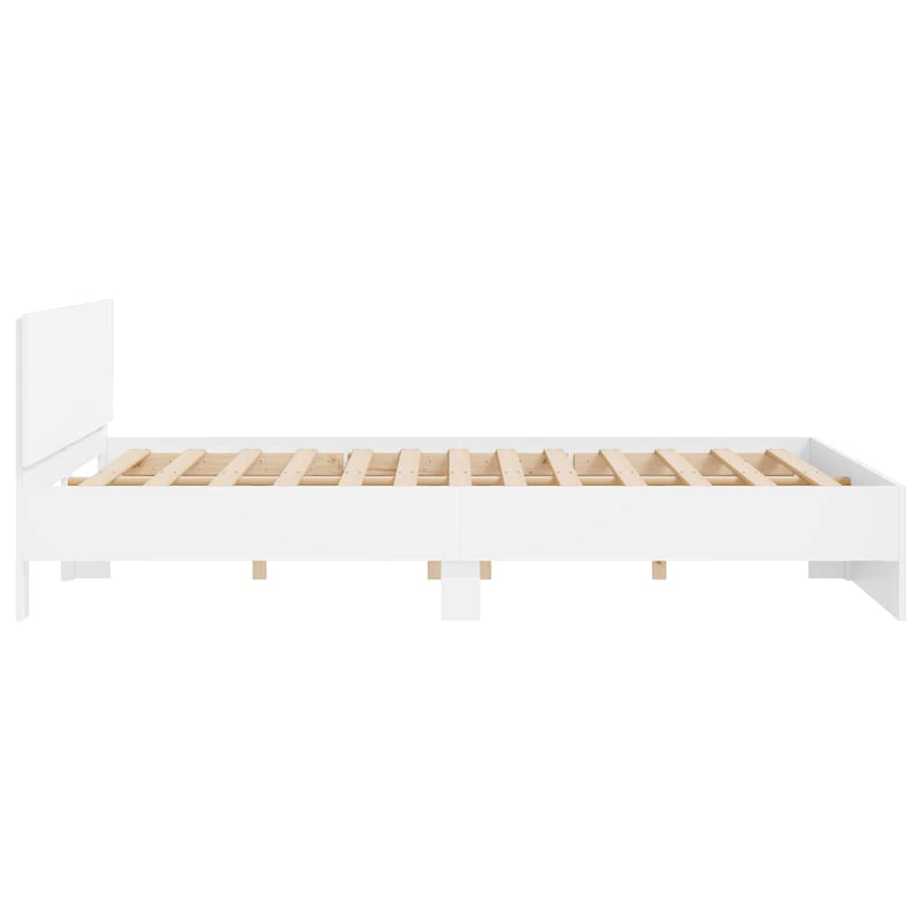 Bedframe met hoofdeinde Wit 137 x 190 cm Bewerkt hout