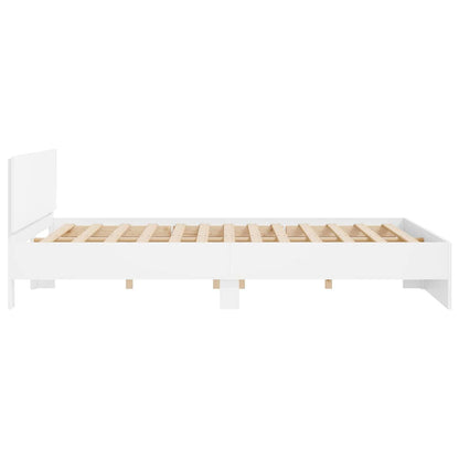 Bedframe met hoofdeinde Wit 137 x 190 cm Bewerkt hout