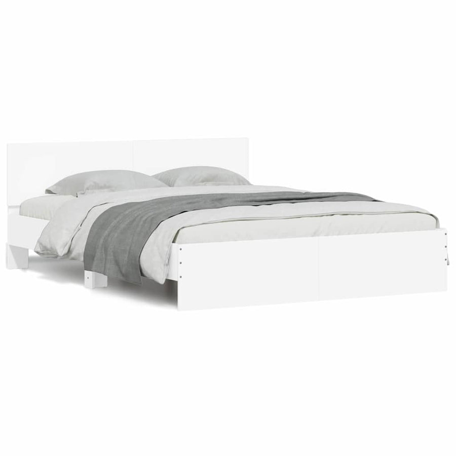 Bedframe met hoofdeinde Wit 152 x 203 cm Bewerkt hout