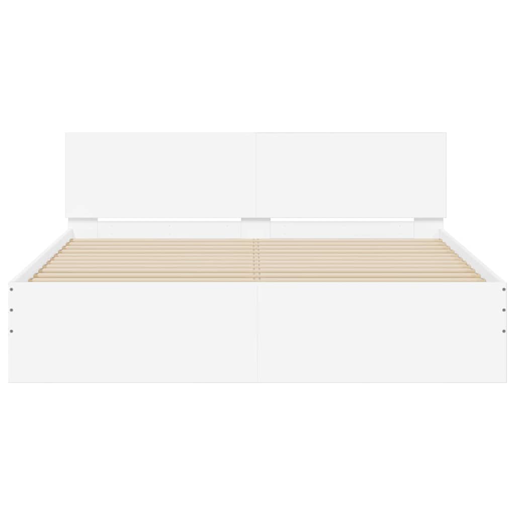 Bedframe met hoofdeinde Wit 152 x 203 cm Bewerkt hout