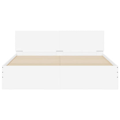 Bedframe met hoofdeinde Wit 152 x 203 cm Bewerkt hout