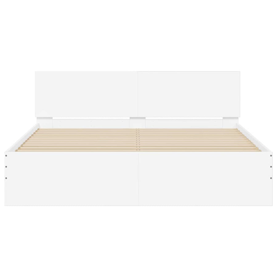 Bedframe met hoofdeinde Wit 152 x 203 cm Bewerkt hout