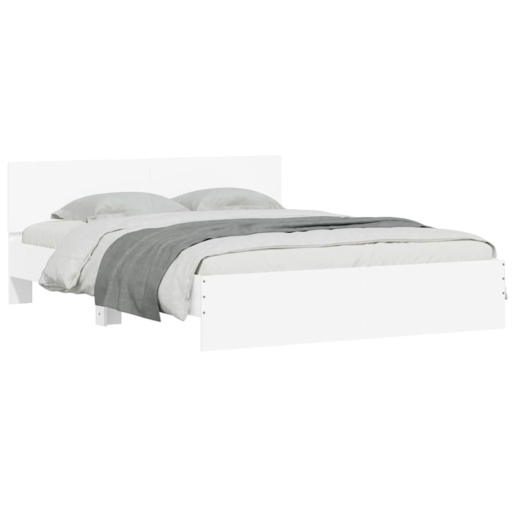 Bedframe met hoofdeinde Wit 152 x 203 cm Bewerkt hout