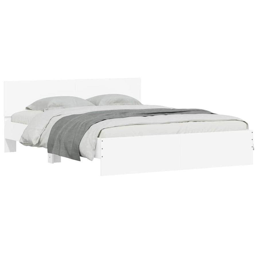 Bedframe met hoofdeinde Wit 152 x 203 cm Bewerkt hout