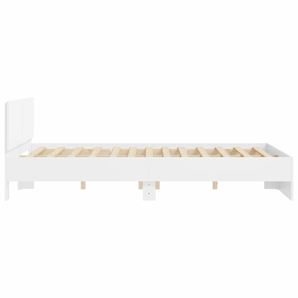 Bedframe met hoofdeinde Wit 152 x 203 cm Bewerkt hout