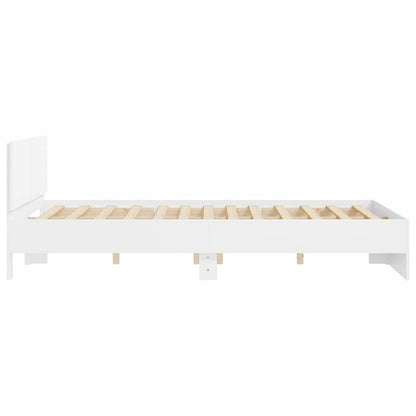 Bedframe met hoofdeinde Wit 152 x 203 cm Bewerkt hout