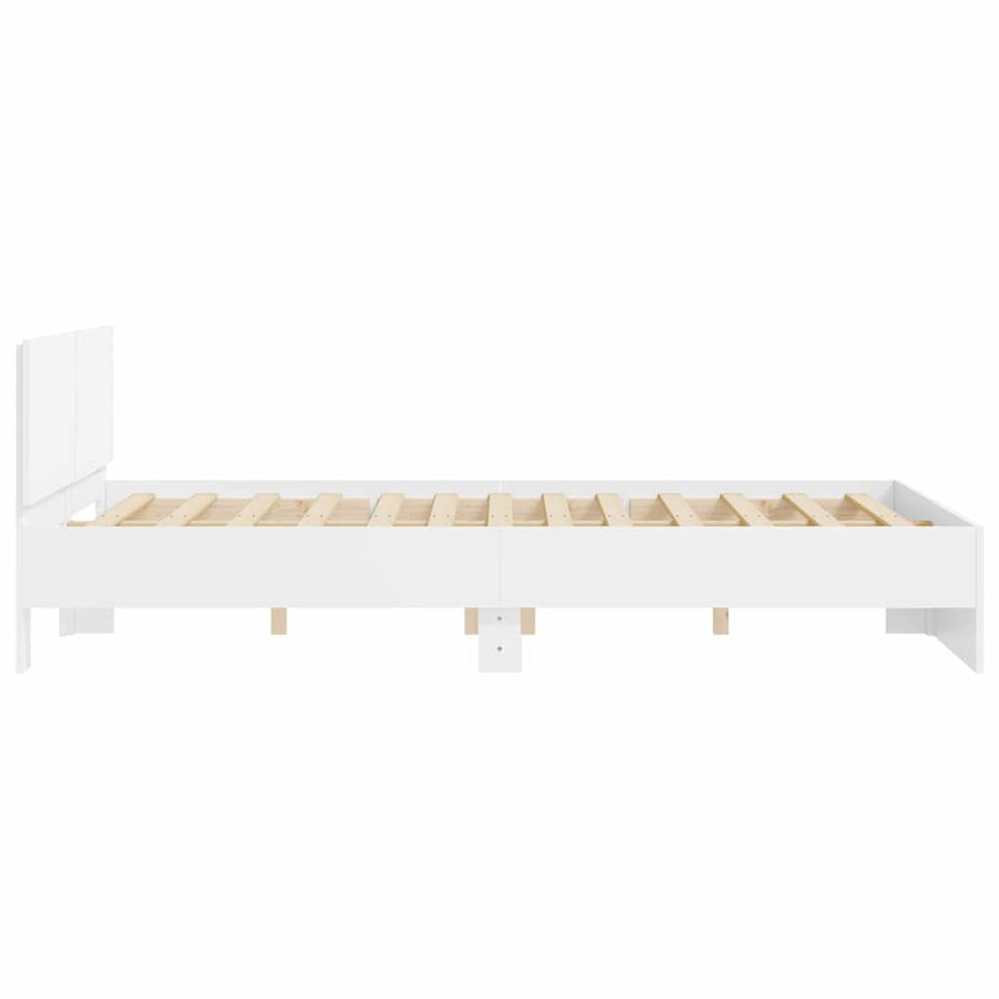 Bedframe met hoofdeinde Wit 152 x 203 cm Bewerkt hout