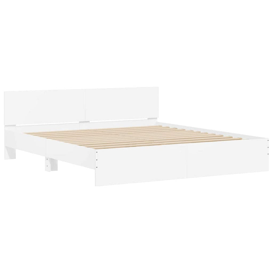Bedframe met hoofdeinde 2 pcs Wit 193 x 203 cm Bewerkt hout