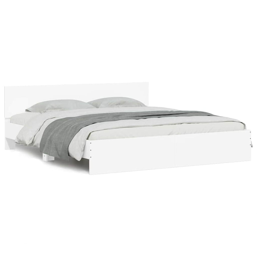 Bedframe met hoofdeinde 2 pcs Wit 193 x 203 cm Bewerkt hout