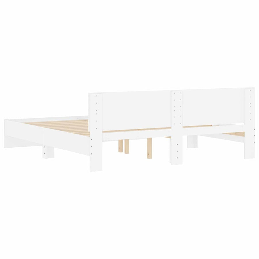 Bedframe met hoofdeinde 2 pcs Wit 193 x 203 cm Bewerkt hout