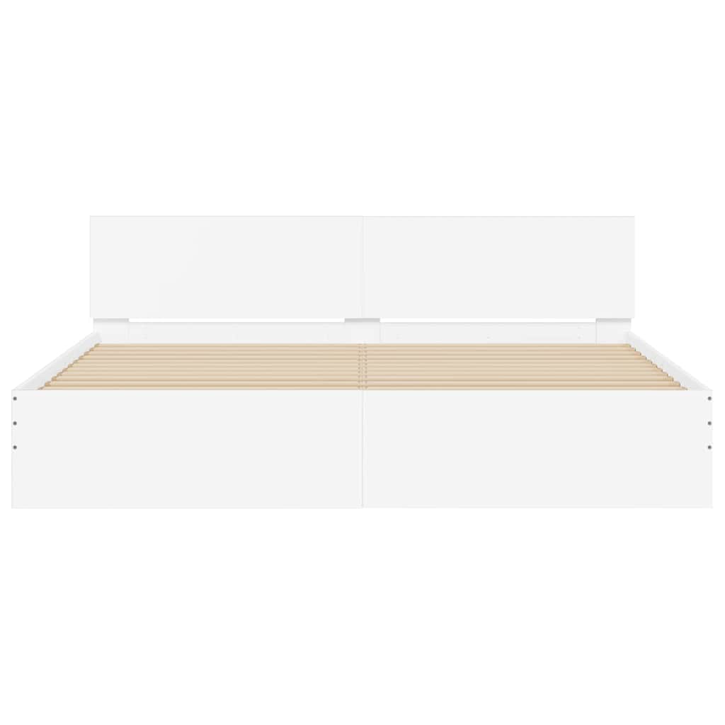 Bedframe met hoofdeinde 2 pcs Wit 193 x 203 cm Bewerkt hout