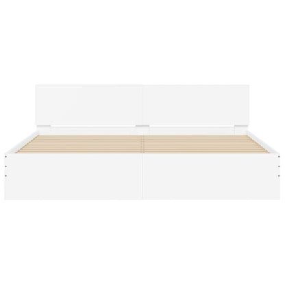 Bedframe met hoofdeinde 2 pcs Wit 193 x 203 cm Bewerkt hout