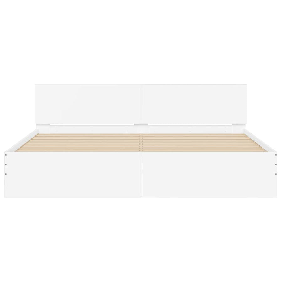 Bedframe met hoofdeinde 2 pcs Wit 193 x 203 cm Bewerkt hout