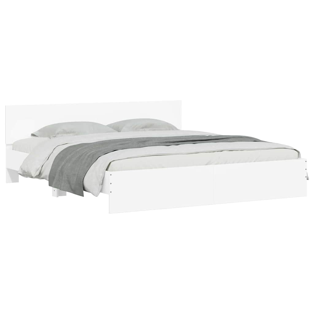 Bedframe met hoofdeinde 2 pcs Wit 193 x 203 cm Bewerkt hout