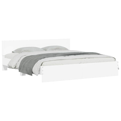 Bedframe met hoofdeinde 2 pcs Wit 193 x 203 cm Bewerkt hout