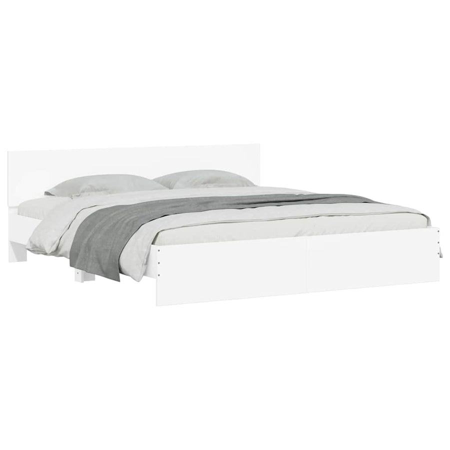 Bedframe met hoofdeinde 2 pcs Wit 193 x 203 cm Bewerkt hout