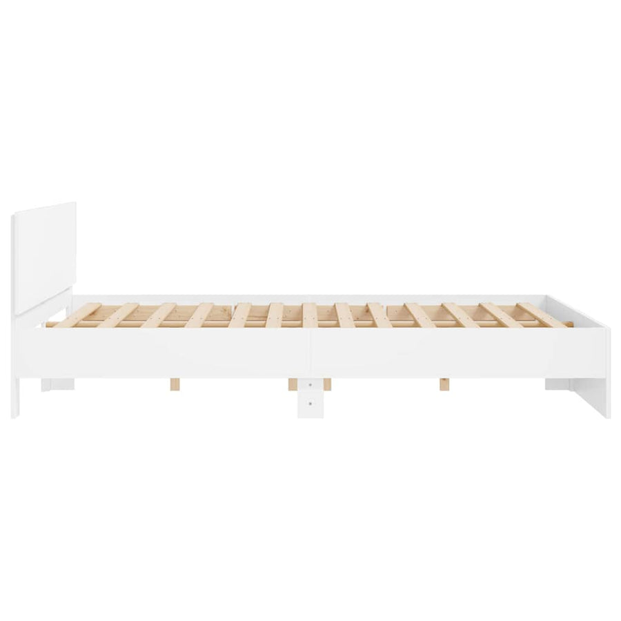 Bedframe met hoofdeinde 2 pcs Wit 193 x 203 cm Bewerkt hout