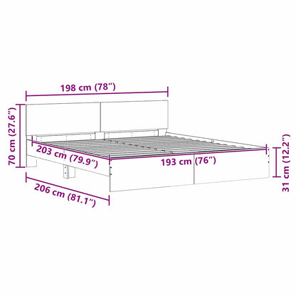 Bedframe met hoofdeinde 2 pcs Wit 193 x 203 cm Bewerkt hout