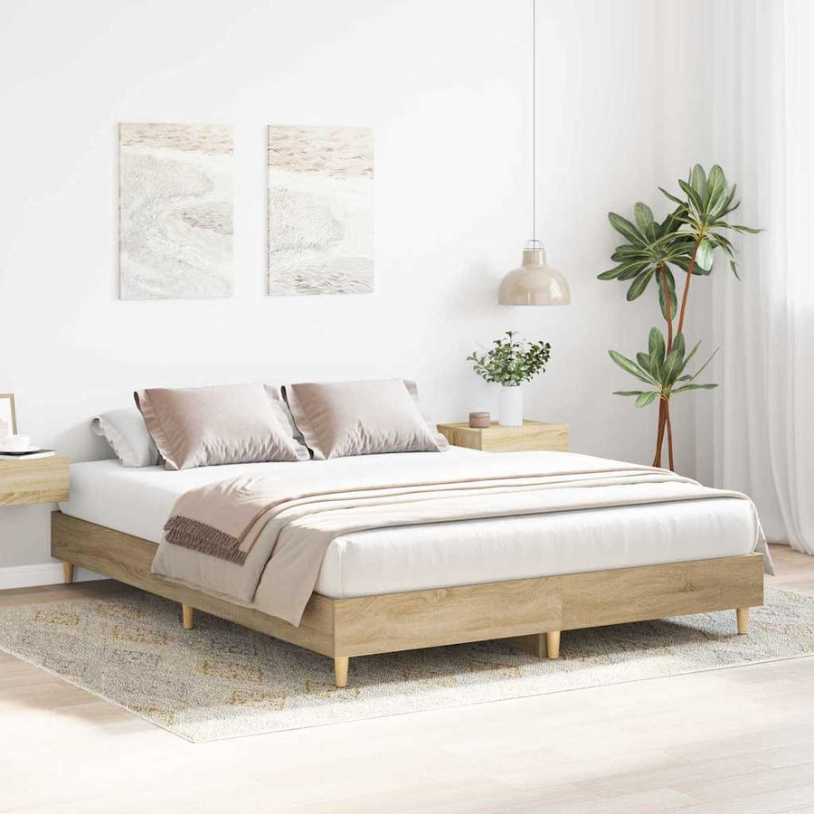 Bedframe 2 pcs Sonoma 152 x 203 cm Bewerkt hout