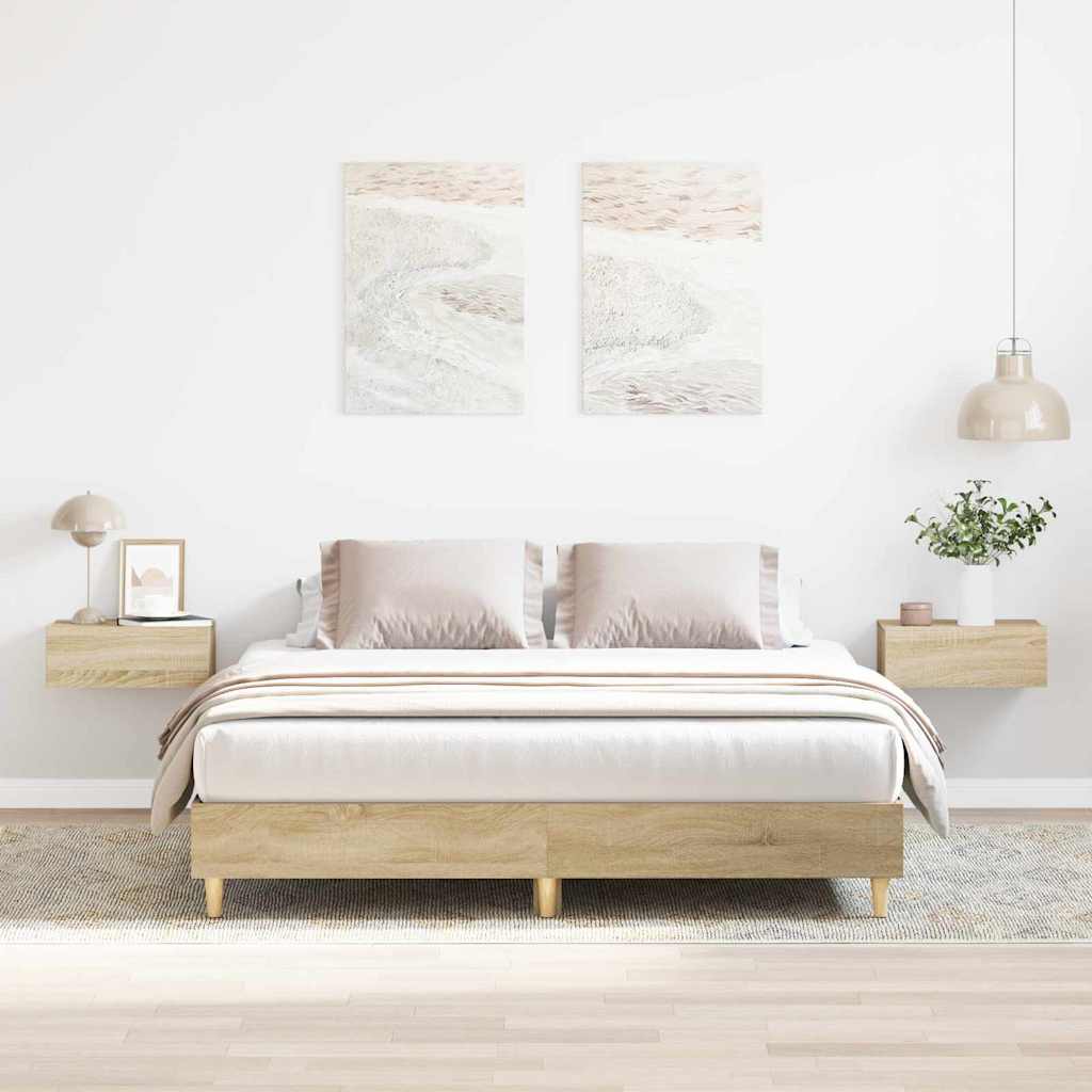 Bedframe 2 pcs Sonoma 152 x 203 cm Bewerkt hout