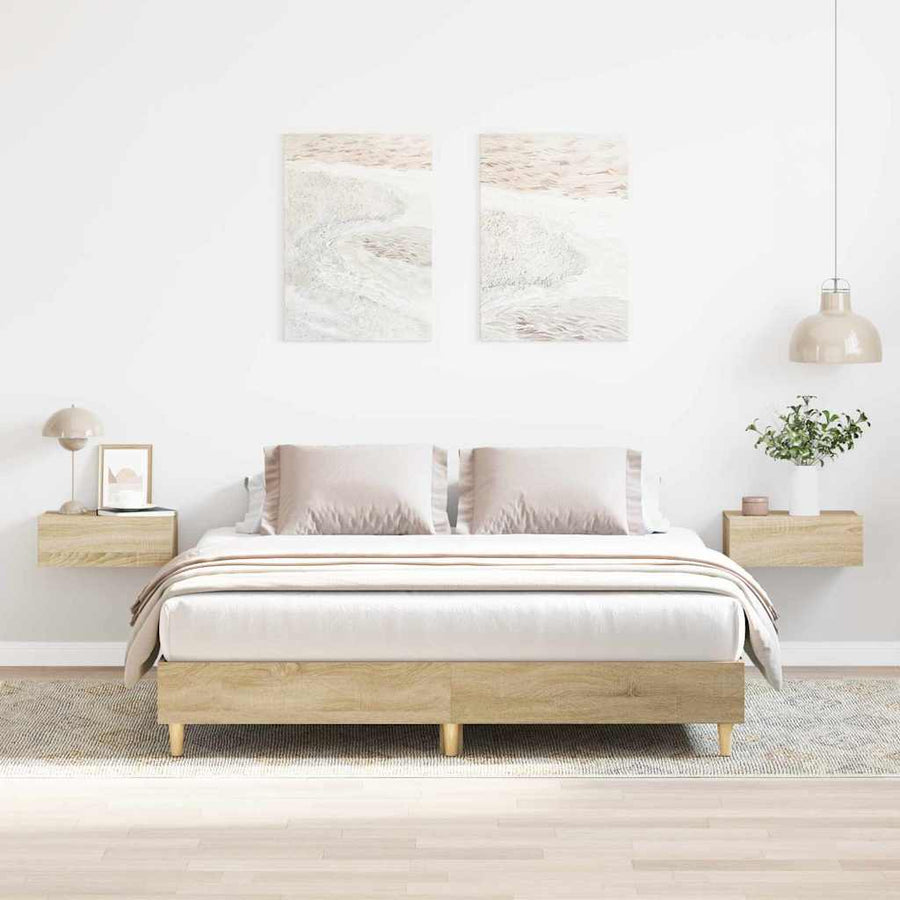 Bedframe 2 pcs Sonoma 152 x 203 cm Bewerkt hout