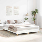 Bedframe 152x203 cm wit bewerkt hout