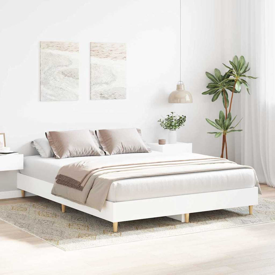 Bedframe 2 pcs Wit 152 x 203 cm Bewerkt hout