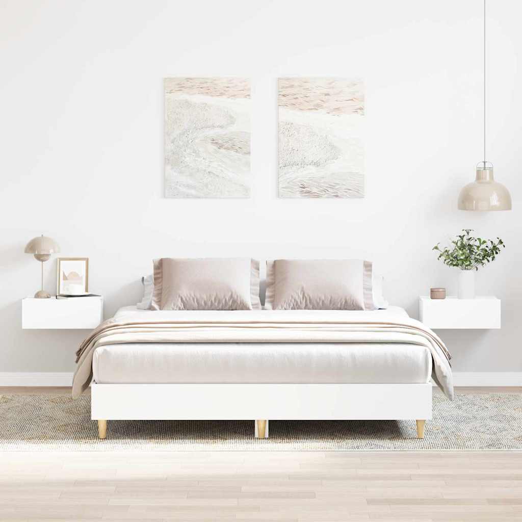 Bedframe 2 pcs Wit 152 x 203 cm Bewerkt hout