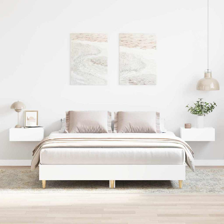 Bedframe 2 pcs Wit 152 x 203 cm Bewerkt hout