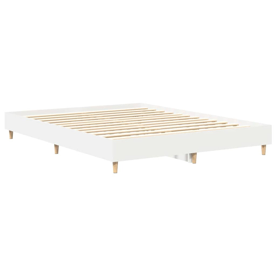 Bedframe 2 pcs Wit 152 x 203 cm Bewerkt hout