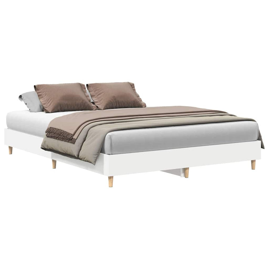 Bedframe 2 pcs Wit 152 x 203 cm Bewerkt hout