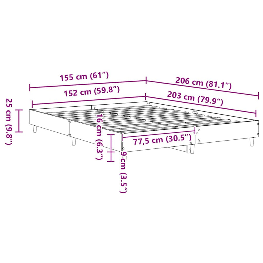 Bedframe 2 pcs Wit 152 x 203 cm Bewerkt hout
