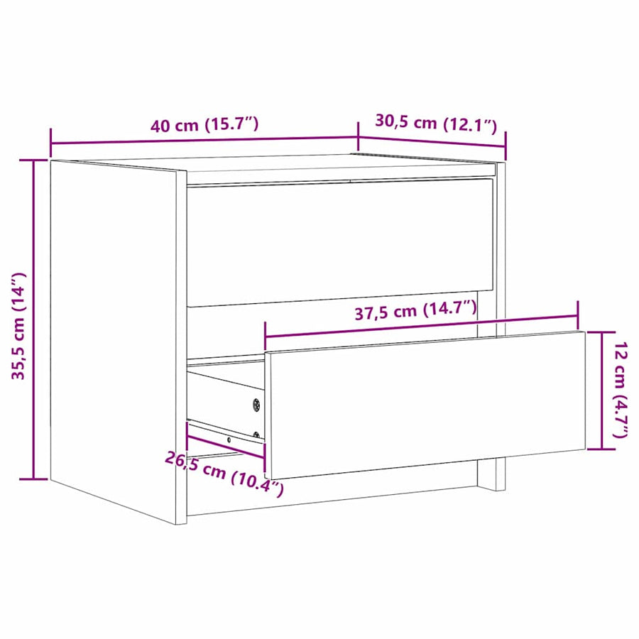 Nachtkastjes met lade Wasbruin 40 x 30.5 x 35.5 cm Grenenhout