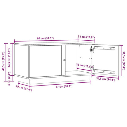 TV-kast Wasbruin 80 x 35 x 40,5 cm Massief grenenhout