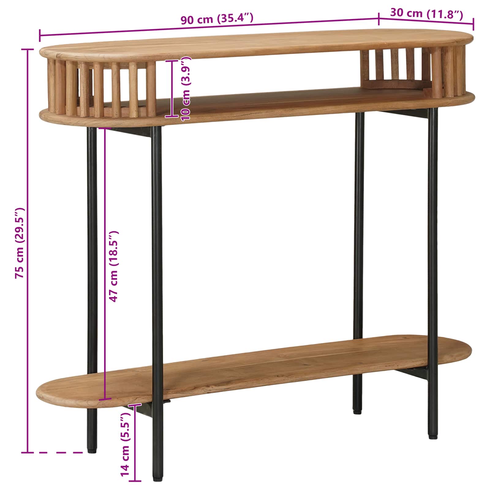 Handgemaakte Eindtafel Teakbruin 90 x 30 x 75 cm