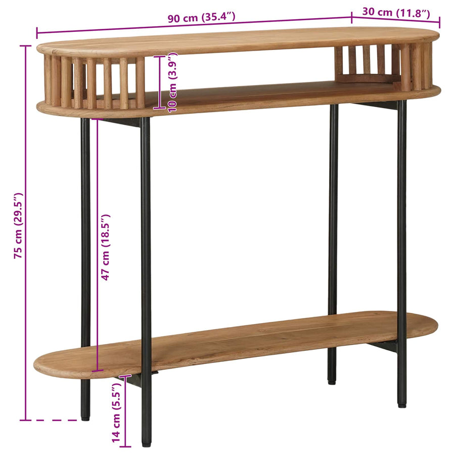 Handgemaakte Eindtafel Teakbruin 90 x 30 x 75 cm